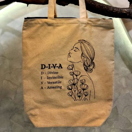 DIVA Line Art Cotton Tote Bag